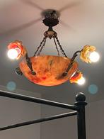 Lustre albâtre et pâte de verre, Enlèvement, Utilisé, Verre, Art nouveau