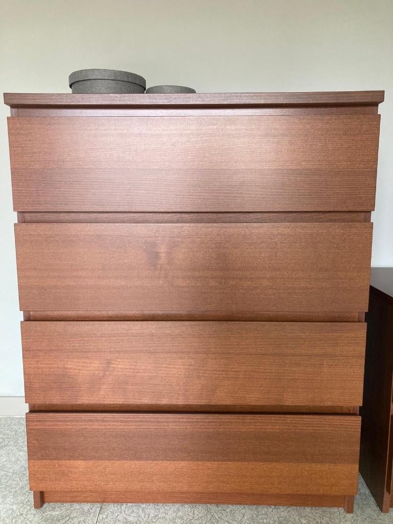 Malm Ladekast donkerbruin - Perfecte staat!, 3 ou 4 tiroirs, Comme neuf, Enlèvement, 50 à 100 cm