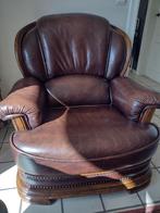 Lederen salon, Huis en Inrichting, Ophalen, Zo goed als nieuw, Leer, Klassieke stijl