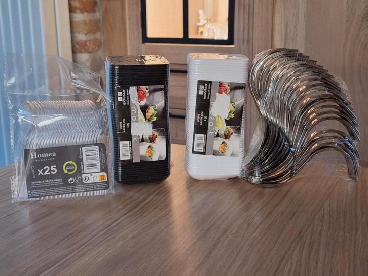 Nieuwe Sabert aperitief- & amuseset – schaaltjes + lepels, Maison & Meubles, Cuisine | Vaisselle, Enlèvement ou Envoi