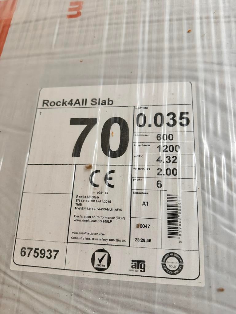 Knauf rock4all, Ophalen, 4 tot 8 cm, Dakisolatie, Nieuw
