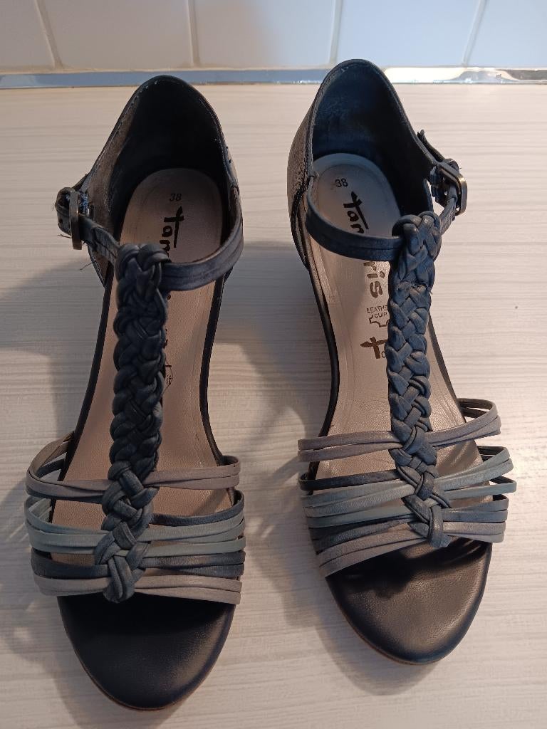 Sandalen tamaris blauw maat 38 zo goed als nieuw, Blauw, Sandalen of Muiltjes, Zo goed als nieuw, Ophalen