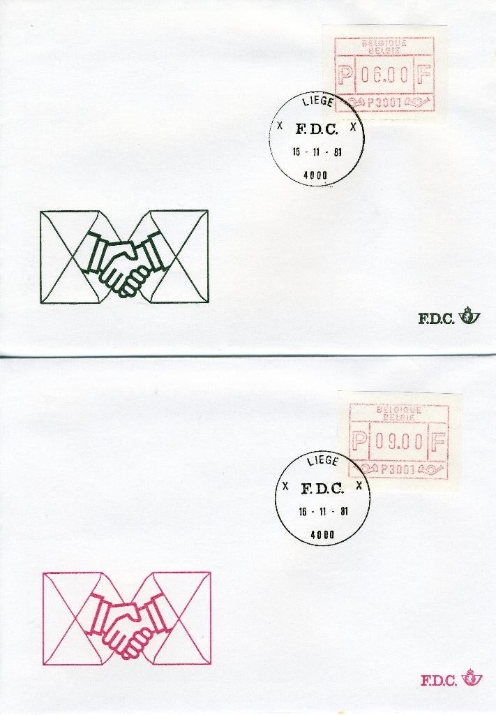 (B) ATM1 FDC Envelop 1981 - Set 6-9-14-59 BEF, Met envelop, Ophalen of Verzenden, Gestempeld, 1e dag stempel
