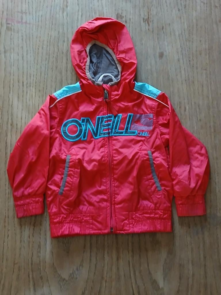 O'Neill jas maat 98 – rood/turquoise/taupe | met capuchon, Gebruikt, Ophalen of Verzenden, O'Neill, Jongen