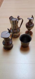 Set van 3 tinnen kannen en beker, Antiek en Kunst, Ophalen of Verzenden