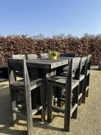 Grote eikenhouten tuinset met 8 stoelen, Ophalen, Gebruikt, 8 zitplaatsen, Tuinset