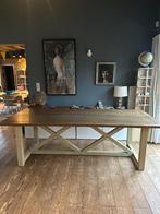 Landelijke grote houten tafel 240 x 100 cm, Ophalen, Gebruikt, 100 tot 150 cm, 200 cm of meer