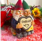 Tuinkabouter beeldje Verliefd Stel met bordje Forever (14cm), Tuin en Terras, Ophalen of Verzenden, Nieuw, Tuinkabouter