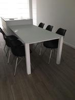 Witte glazen tafel, Huis en Inrichting, Tafels | Eettafels, Ophalen, 50 tot 100 cm, Zo goed als nieuw, Vijf personen of meer
