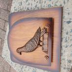 Antieke houten brievenhouder met bronsen?metalen  duif, Antiek en Kunst, Ophalen of Verzenden