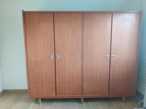 Vintage dubbele houten kleerkast, Huis en Inrichting, Kasten | Kleerkasten, Gebruikt, 150 tot 200 cm, 200 cm of meer, 50 tot 75 cm