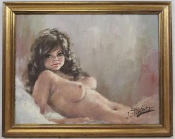 vintage naakt op canvas Frankrijk  beschikbaar voor biedingen