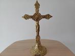 Crucifix of altaarstuk in messing, XIXde eeuws, Antiek en Kunst, Ophalen of Verzenden