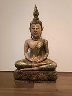 Buddha beeld Thailand hout 30 op 60 cm, Zo goed als nieuw, Ophalen
