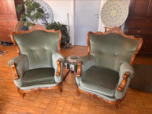 Groene antieke zeteltjes GRATIS, Antiek en Kunst, Antiek | Meubels | Stoelen en Sofa's, Ophalen