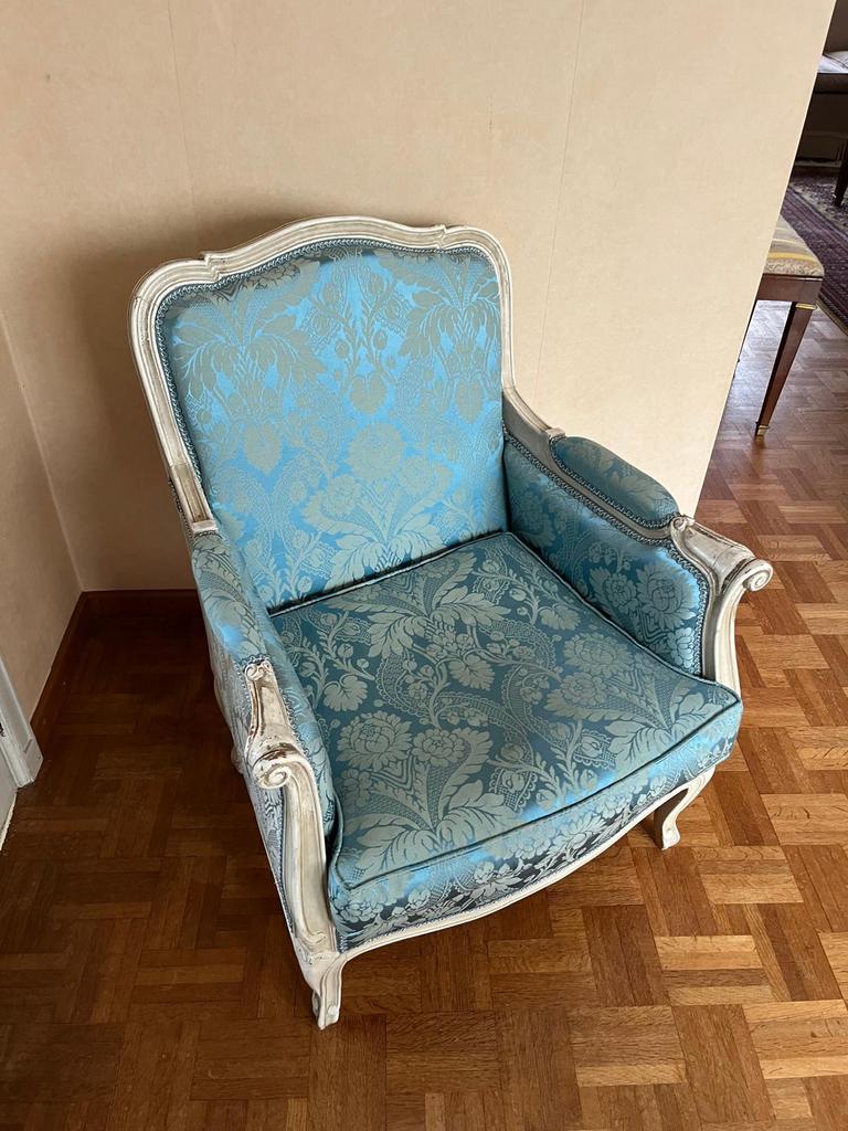 Fauteul baroque de style Lous XV Unon Jack et bos nor | Shabby