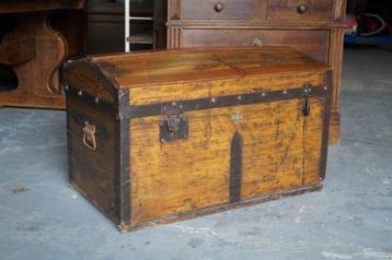 antieke dekenkist in naturel hout L 87cm H 53cm D 49cm beschikbaar voor biedingen