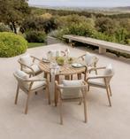 Ronde tuintafel in acaciahout (Ø120 cm) + 4 stoelen, Enlèvement, Comme neuf, Rond, Bois