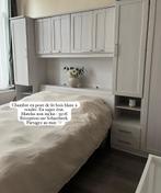 Witte houtkleurige bedbrugslaapkamer in goede staat., Huis en Inrichting, Slaapkamer | Bedden, Ophalen, Gebruikt, Wit, Hout