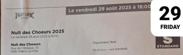 1 CONCERTTICKET VOOR DE AVOND VAN HET KOOR VILLERS LA VILLE  beschikbaar voor biedingen