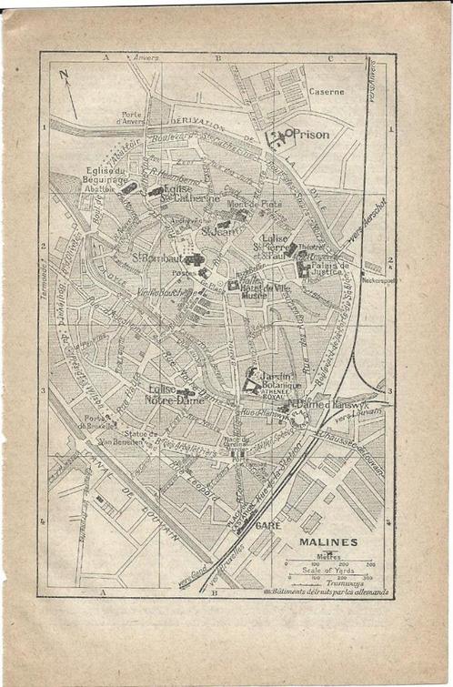 1920 - Mechelen stadsplannetje, Livres, Atlas & Cartes géographiques, Belgique, Envoi