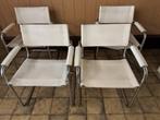 4x Vintage Wit lederen Breuer design stoelen izgst, Ophalen, Gebruikt, Wit, Vier
