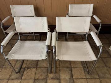 4x Vintage Wit lederen Breuer design stoelen izgst beschikbaar voor biedingen