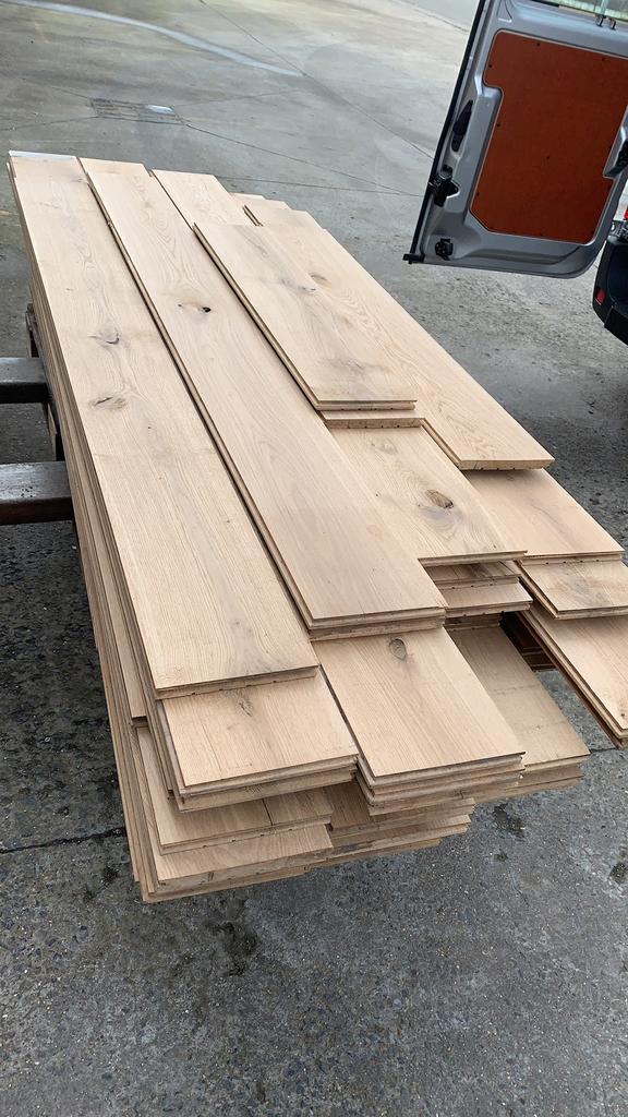 Prachtige oude eikenparket, massief 35 m2, 20 cm breed., Doe-het-zelf en Bouw, Hout en Planken, Zo goed als nieuw, Eiken, Ophalen