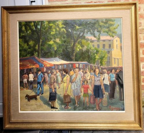 Maurice JANSEGERS, een drukke marktdag, Antiek en Kunst, Kunst | Schilderijen | Klassiek, Ophalen