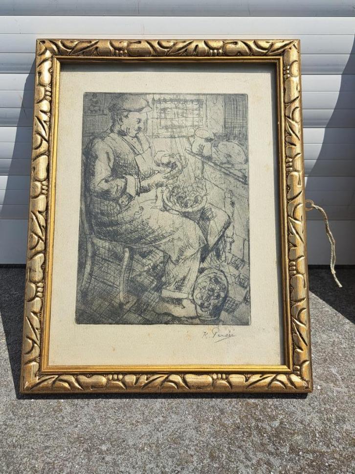 gravure signe kurt peiser, Antiek en Kunst, Kunst | Etsen en Gravures, Ophalen of Verzenden