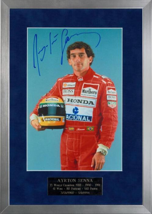 Ayerton Senna foto met handtekening + filmpje 2 ronden S - F, Verzamelen, Foto's en Prenten, Nieuw, Foto, Overige onderwerpen