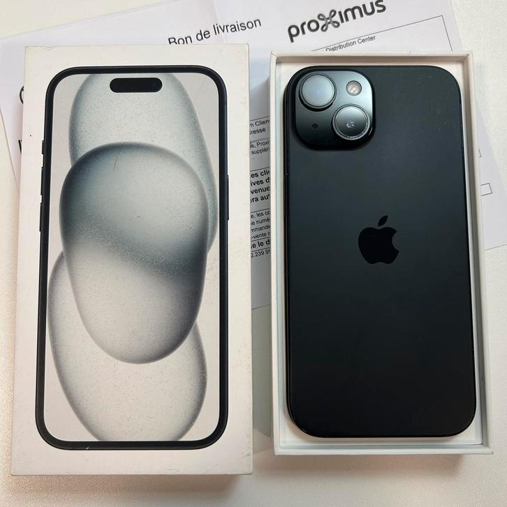 iPhone 15 doos, factuur, accessoires compleet, Telecommunicatie, Mobiele telefoons | Apple iPhone, Zo goed als nieuw, 128 GB, Zonder abonnement