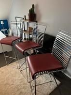 Inox barkruk, Huis en Inrichting, Barkrukken, 3 krukken, Ophalen, Zo goed als nieuw, 60 tot 90 cm