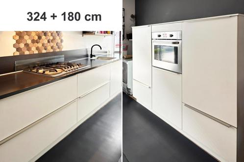 Duurzaame keuken tweedelig 324 cm + 3 hoge kasten 180 cm Wit, Huis en Inrichting, Keuken | Complete keukens, Gebruikt, Wit, Ophalen