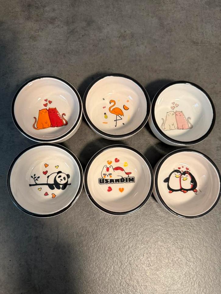 6 kleine kommetjes met dierenmotieven, Huis en Inrichting, Keuken | Servies, Zo goed als nieuw, Ophalen