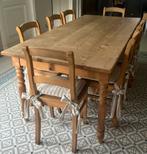 Table en pin massif avec 8 chaises, Maison & Meubles, 150 à 200 cm, Cinq personnes ou plus, Landelijk, Enlèvement