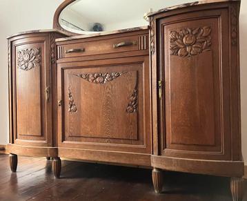 Buffet ancien en chêne avec miroir, Enlèvement