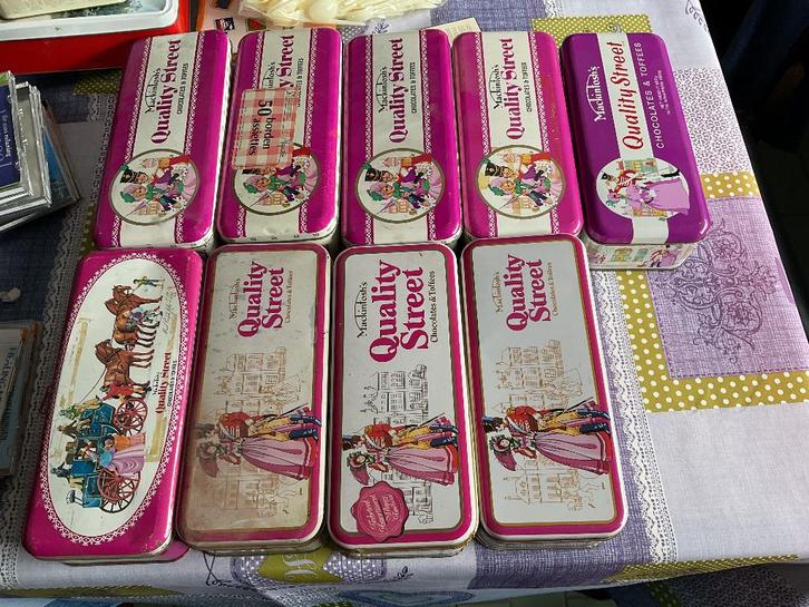 9 blikken dozen Mac intoch, Verzamelen, Blikken, Gebruikt, Ophalen of Verzenden