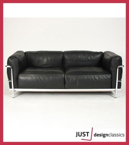Cassina LC3 2 Zits Zwart Leder Chroom Dons Kussens, Huis en Inrichting, Fauteuils, Ophalen