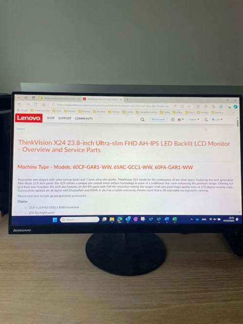 Lenovo ThinkVision X24 23.8-inch Ultra-slim FHD AH-IPS LED, Computers en Software, Monitoren, Nieuw, DisplayPort, HDMI, Kantelbaar