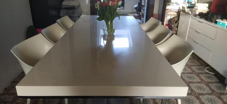 Table blanche laquée (2,5m x 1m), Maison & Meubles, Tables | Tables à manger, Utilisé, 100 à 150 cm, 200 cm ou plus, Cinq personnes ou plus