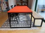 Eettafel stalen frame en houten blad beschilderbaar, Huis en Inrichting, Tafels | Eettafels, Ophalen, Gebruikt, 50 tot 100 cm