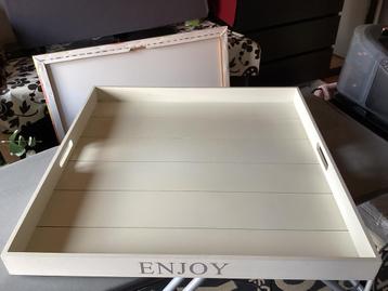 Set 3 stuks, Huis en Inrichting, Woonaccessoires | Dienbladen, Ophalen, Zo goed als nieuw, Rond, Hout