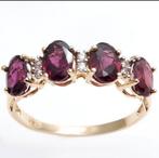 Super bague en or 14k diamant et grenat, Handtassen en Accessoires, Ringen, Ophalen of Verzenden, Zo goed als nieuw, Goud, Goud