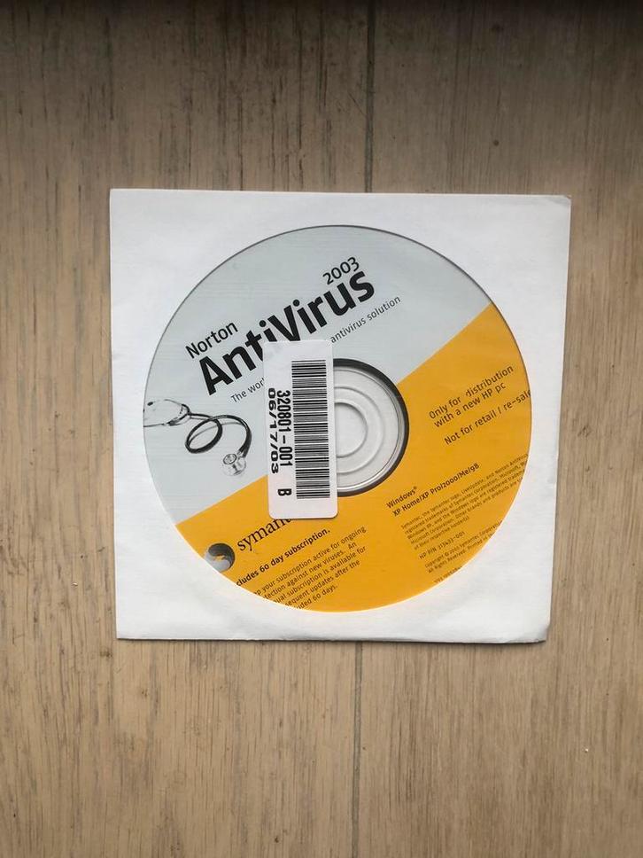 CD-ROM de Norton Antivirus 2003., CD & DVD, Vinyles | Dance & House, Comme neuf, Enlèvement