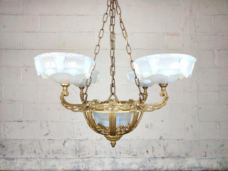 Antieke bronzen luster Ezan, Antiek en Kunst, Antiek | Verlichting, Ophalen