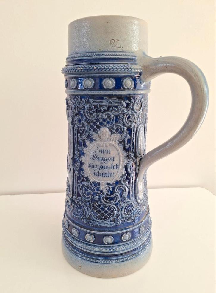 Westerwald steengoed 2 liter schenkkan kobaltblauw, Antiek en Kunst, Antiek | Keramiek en Aardewerk, Ophalen of Verzenden