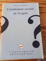 Jean De Munck L'institution sociale de l'esprit, Livres, Philosophie, Comme neuf, Enlèvement ou Envoi