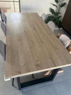 Houten eettafel met stalen poten (zonder stoelen), Huis en Inrichting, Tafels | Eettafels, Ophalen, Gebruikt, 50 tot 100 cm, Vijf personen of meer