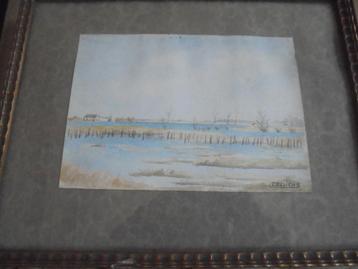 C Deliens  Aquarel   Rivierlandschap beschikbaar voor biedingen